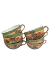 Elegant Vintage Japanese Porcelain Tea Service Set – Green & Gold Scenic Design