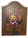 Kings Head Pub & Lodging Wooden Dartboard Cabinet with Darts