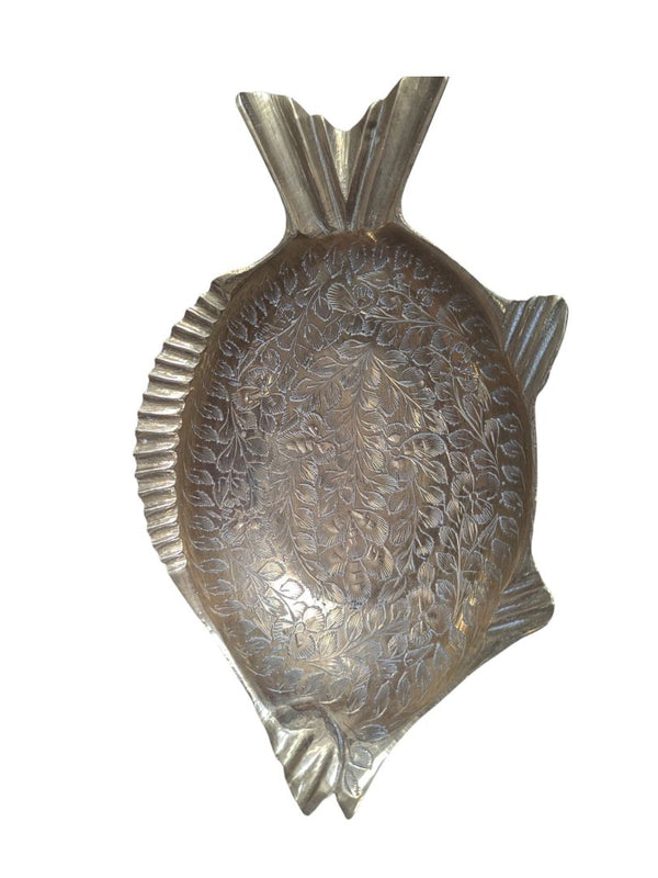 Vintage Hand-Engraved Brass Fish Dish