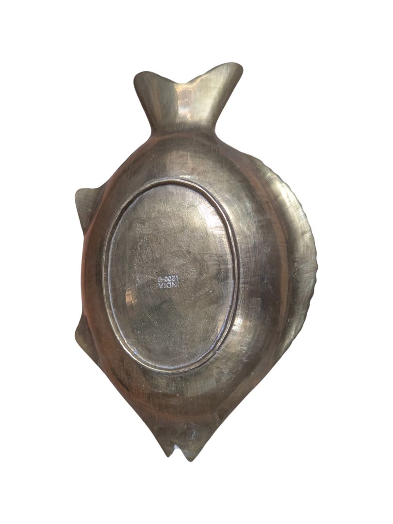 Vintage Hand-Engraved Brass Fish Dish
