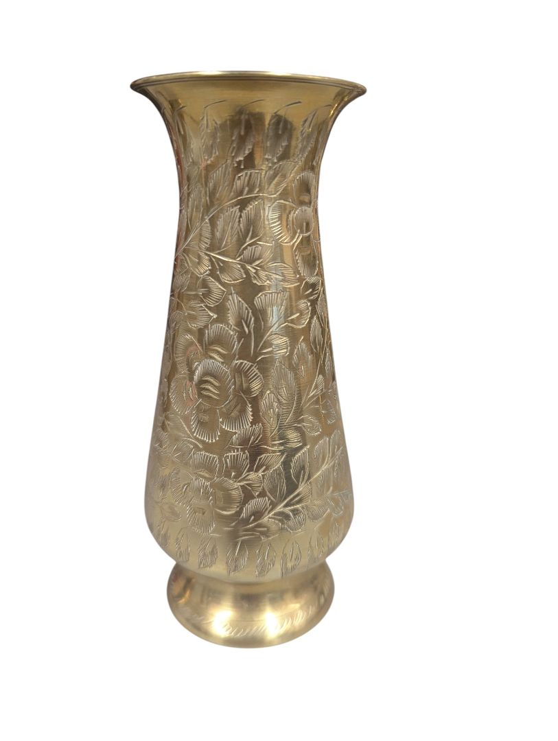 Etched Brass Vase