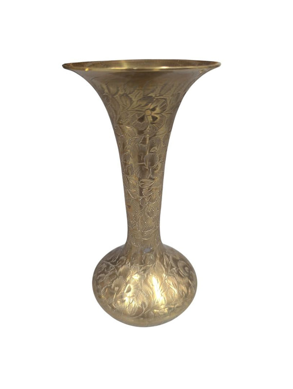 Vintage Hand-Etched Brass Vase