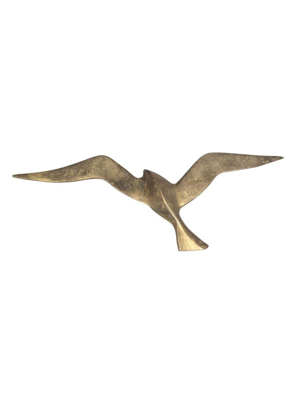 Vintage Solid Brass Flying Gull Sculpture – Wall Mount Décor
