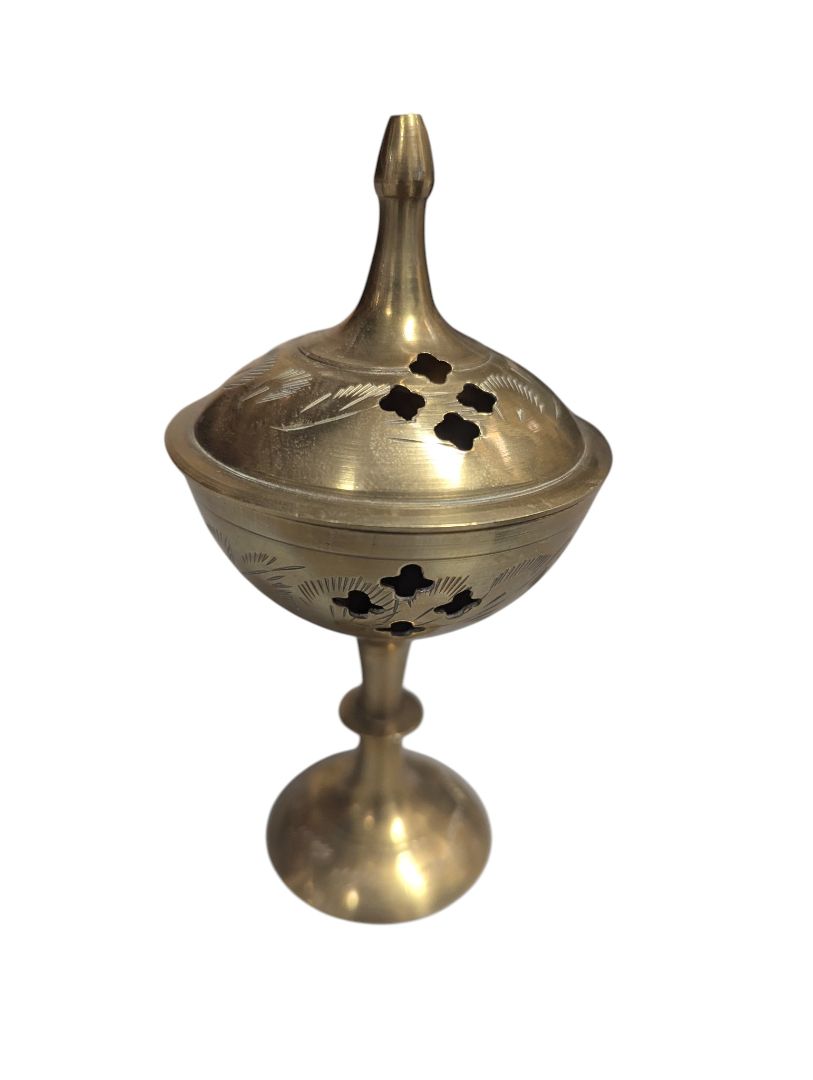 Vintage Brass Incense Burner – Pierced Floral Lid