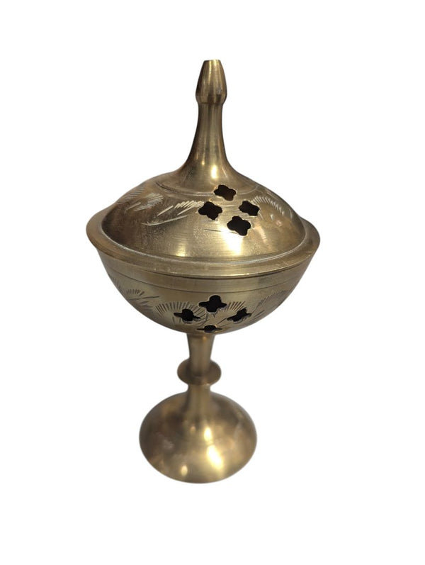 Vintage Brass Incense Burner – Pierced Floral Lid