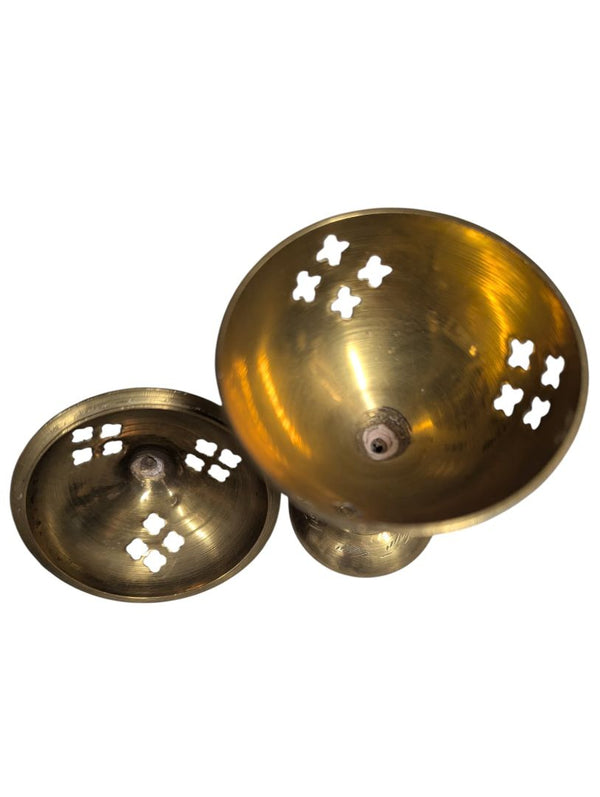 Vintage Brass Incense Burner – Pierced Floral Lid