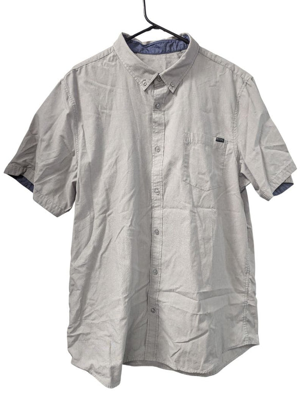Buffalo David Bitton Light Grey Short-Sleeve Button-Up Shirt (L/G)
