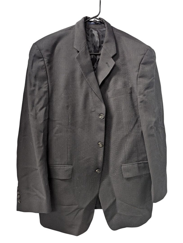 Chaps Pinstripe Wool Suit Jacket – Black/Grey