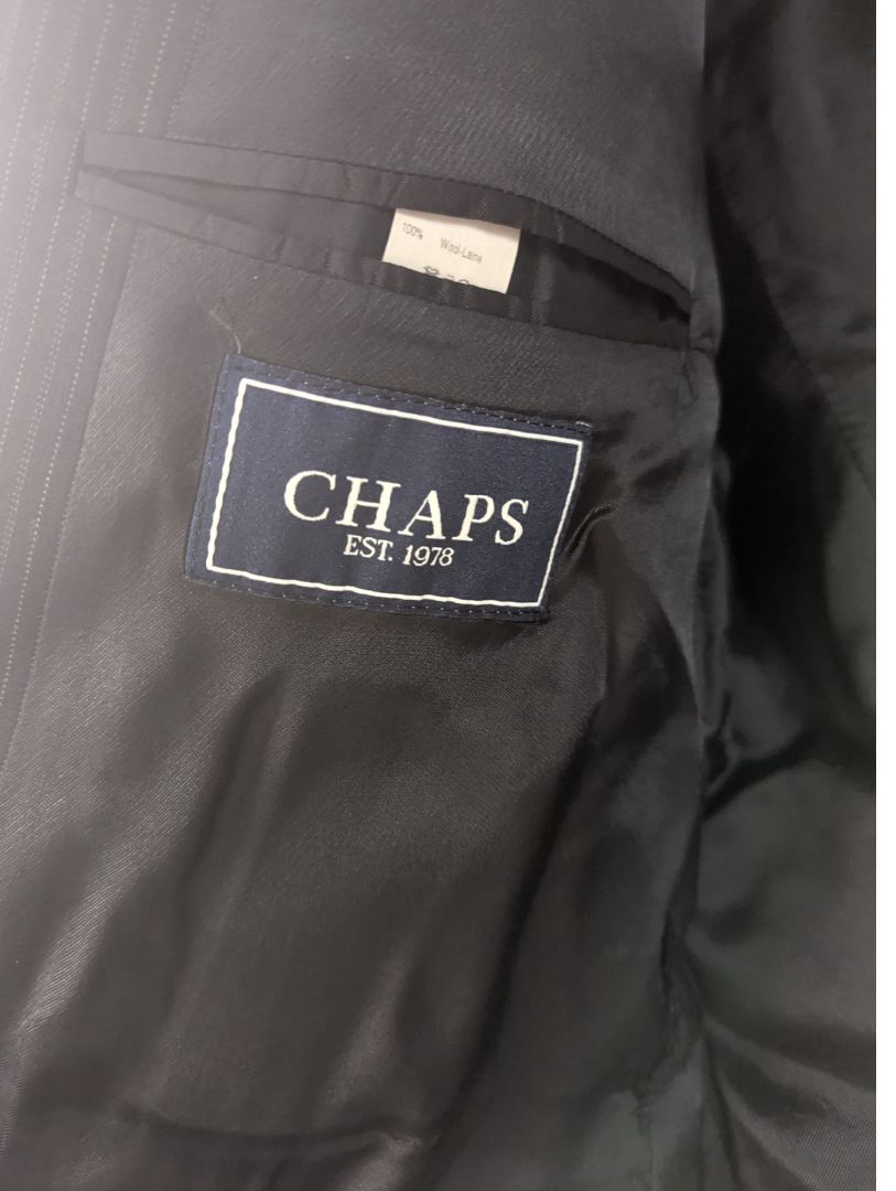 Chaps Pinstripe Wool Suit Jacket – Black/Grey