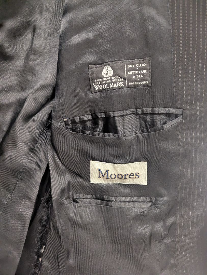 Chaps Pinstripe Wool Suit Jacket – Black/Grey