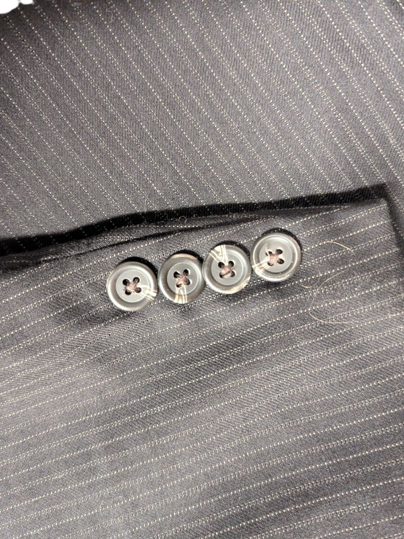 Chaps Pinstripe Wool Suit Jacket – Black/Grey