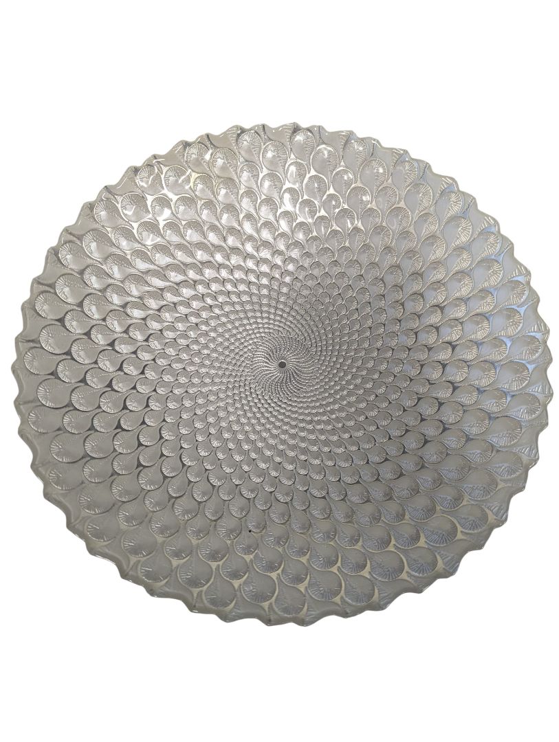 Silver Textured Leaf-Pattern Decorative Bowl