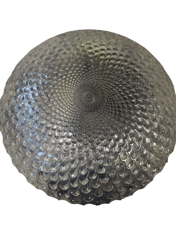 Silver Textured Leaf-Pattern Decorative Bowl