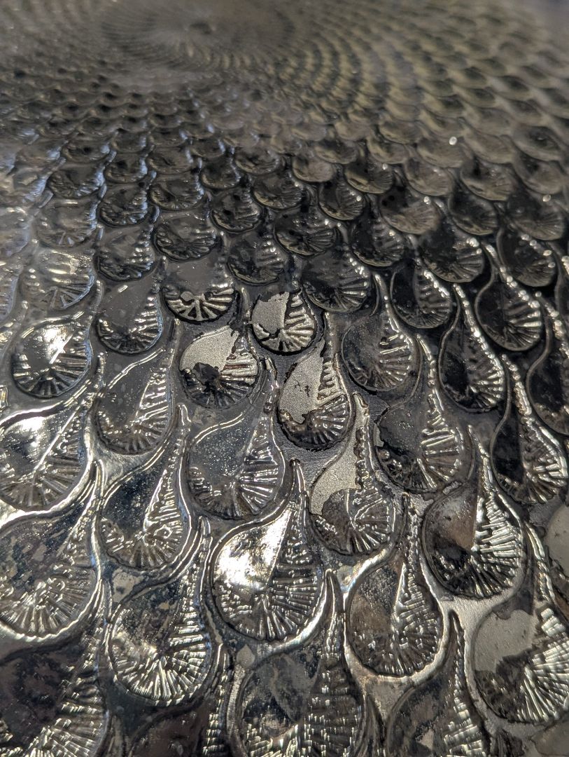 Silver Textured Leaf-Pattern Decorative Bowl