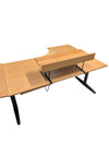 Large L-Shaped Office Desk with Elevated Monitor Shelf