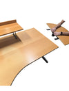 Large L-Shaped Office Desk with Elevated Monitor Shelf