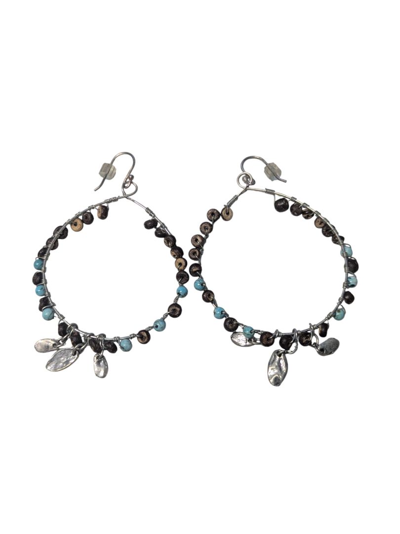 Boho Beaded Hoop Earrings with Charms