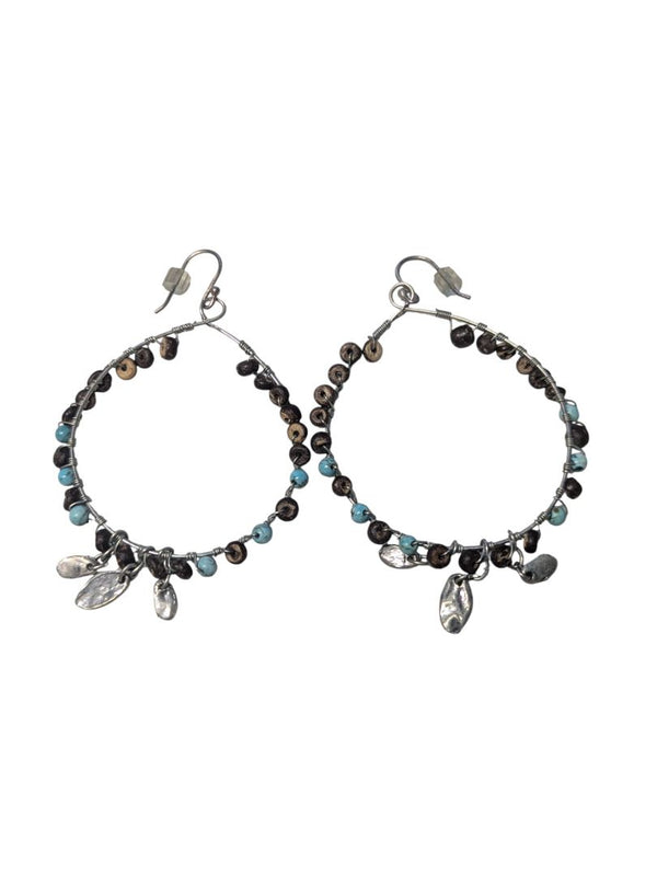 Boho Beaded Hoop Earrings with Charms