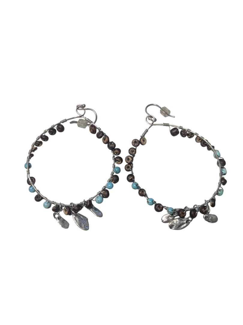 Boho Beaded Hoop Earrings with Charms