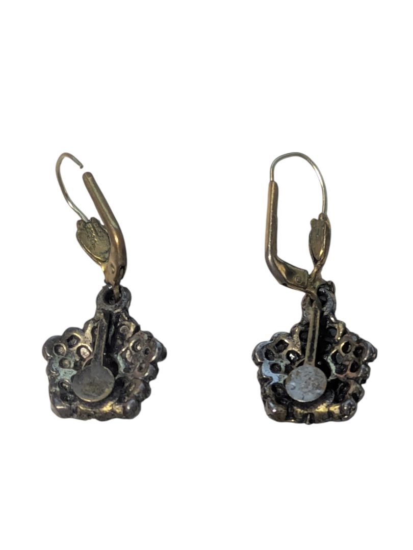 Vintage-Style Brass & Crystal Drop Earrings