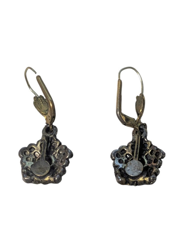 Vintage-Style Brass & Crystal Drop Earrings