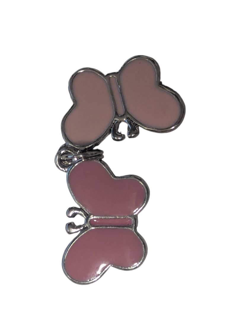 Pink Enamel Butterfly Jewelry Charm / Pendant Duo