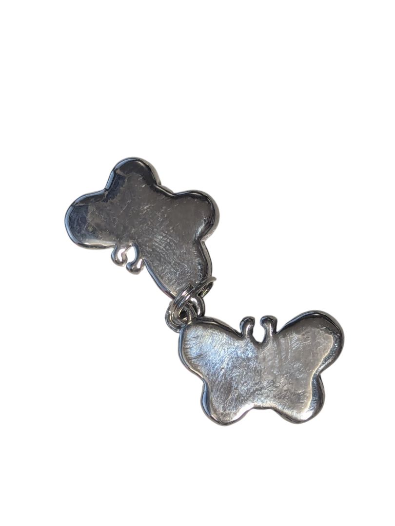 Pink Enamel Butterfly Jewelry Charm / Pendant Duo