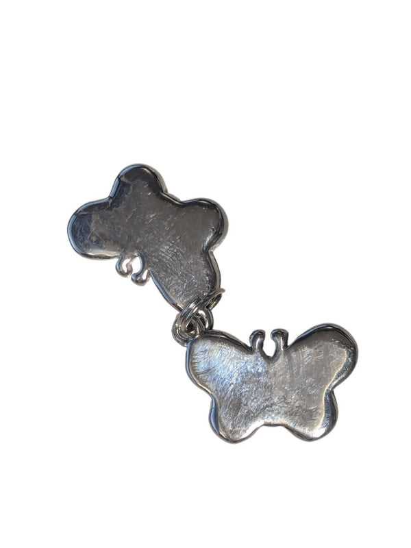 Pink Enamel Butterfly Jewelry Charm / Pendant Duo