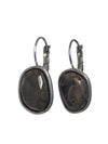 Silver-Tone Drop Earrings with Dark Polished Stones