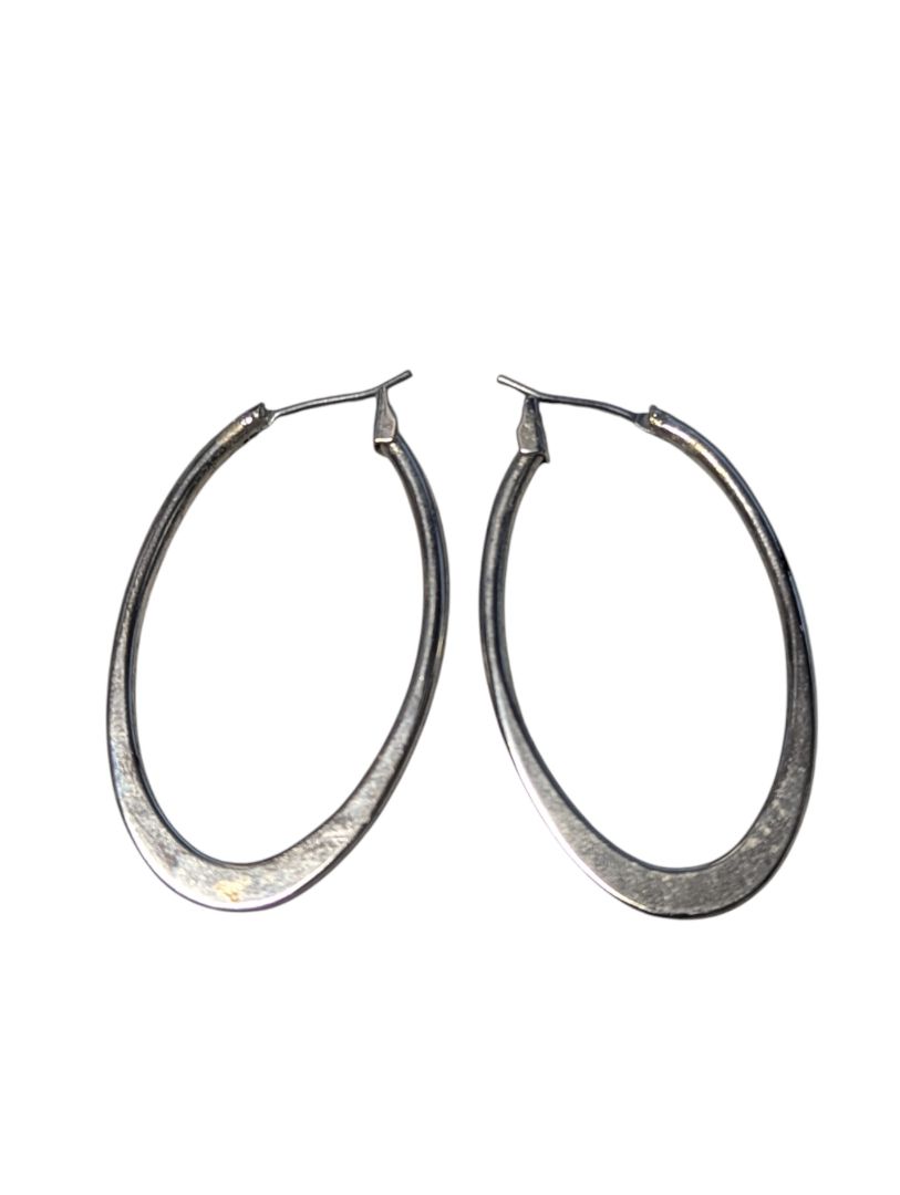 Silver-Toned Oval Hoop Earrings