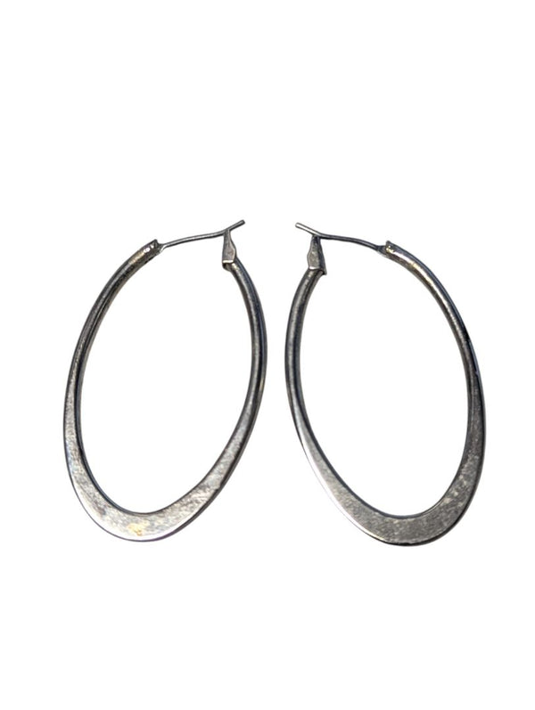 Silver-Toned Oval Hoop Earrings