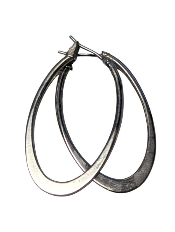 Silver-Toned Oval Hoop Earrings