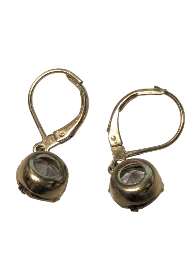 Vintage Clear Rhinestone Leverback Earrings