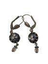 Vintage Brass & Crystal Drop Earrings