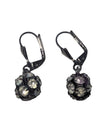 Vintage Gunmetal Rhinestone Cluster Drop Earrings