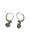 Vintage Brass Drop Earrings with Hematite-Style Cabochons