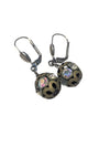 Vintage Filigree Sphere Earrings with Iridescent Crystals