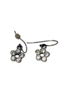 Rhinestone Flower Drop Earrings – Silver Tone