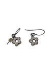 Rhinestone Flower Drop Earrings – Silver Tone