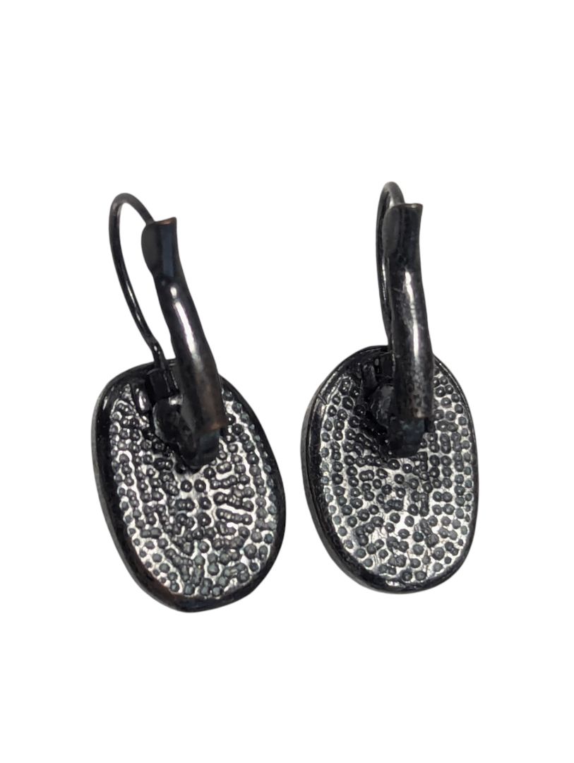 Black Faceted Oval Drop Earrings