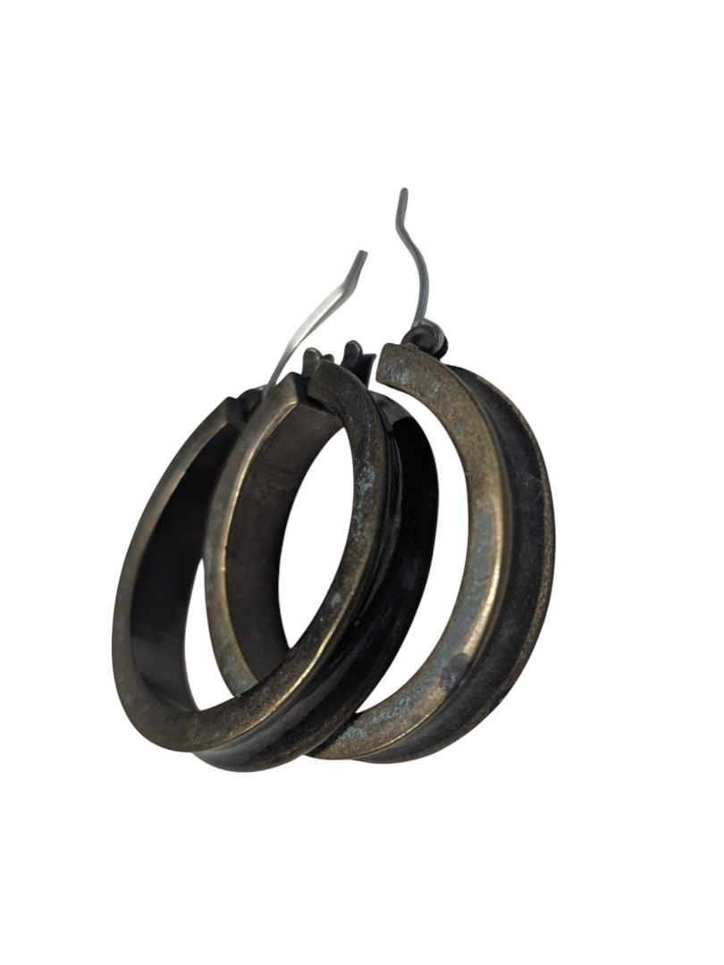 Vintage Brass & Resin Hoop Earrings