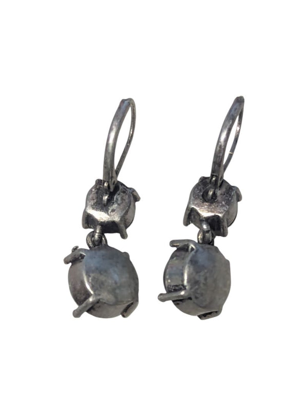 Silver-Tone Faux Pearl & Crystal Drop Earrings