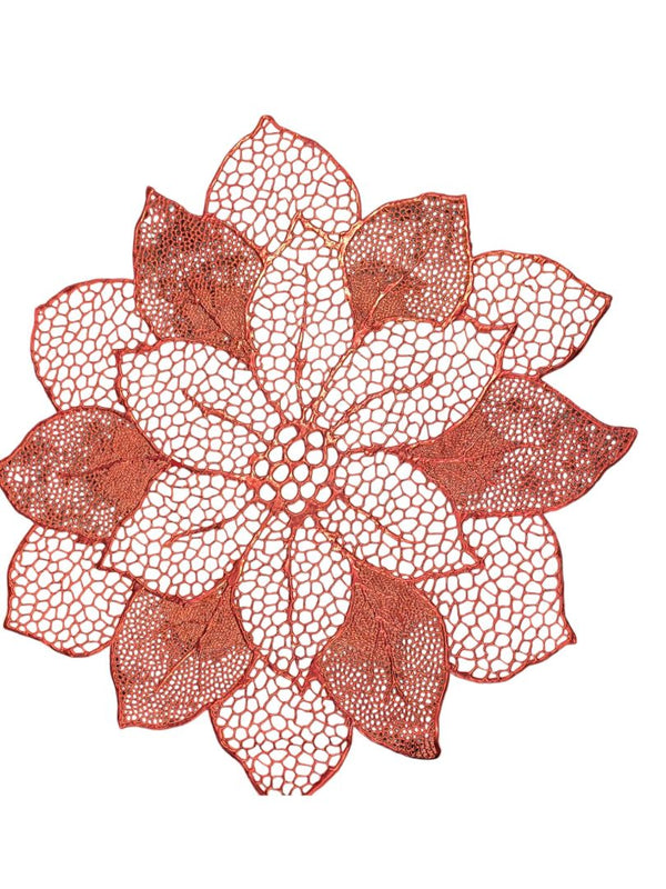 Set of Decorative Coral-Red Floral Placemats