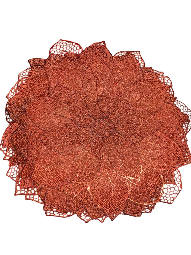 Set of Decorative Coral-Red Floral Placemats