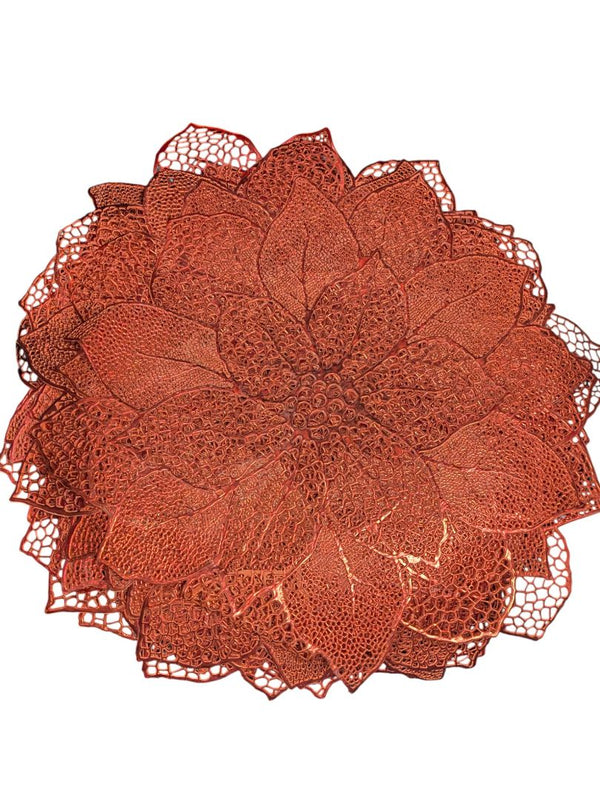Set of Decorative Coral-Red Floral Placemats