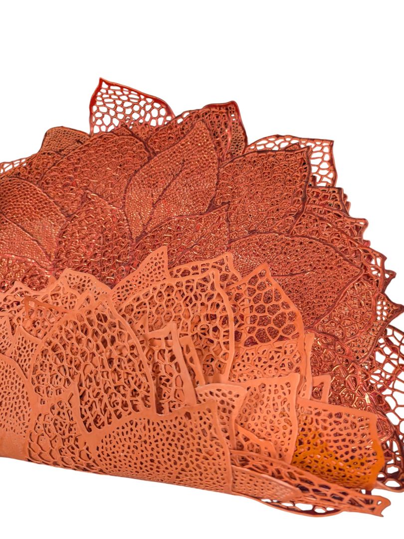 Set of Decorative Coral-Red Floral Placemats