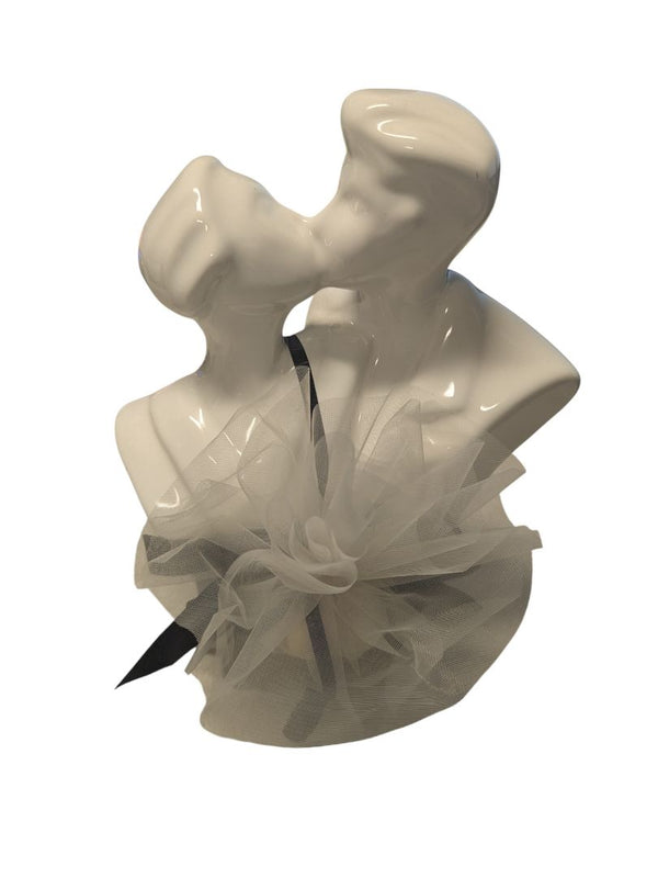 Modern Ceramic “Kissing Couple” Sculpture