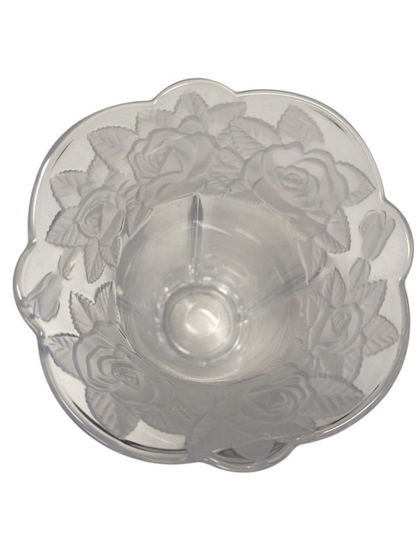 Frosted Rose Etched Glass Vase
