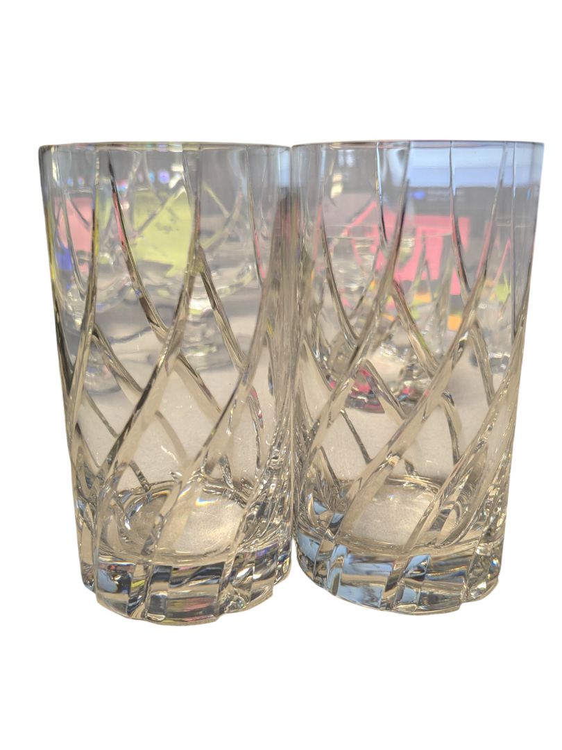Pair of Cut Crystal Highball Glasses