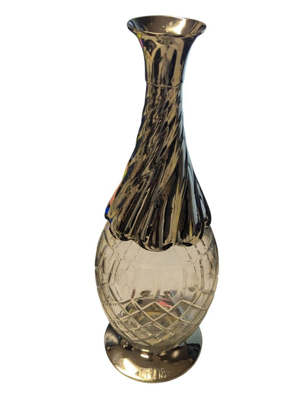 Decorative Cut-Glass Perfume Bottle with Faceted Crystal Stopper